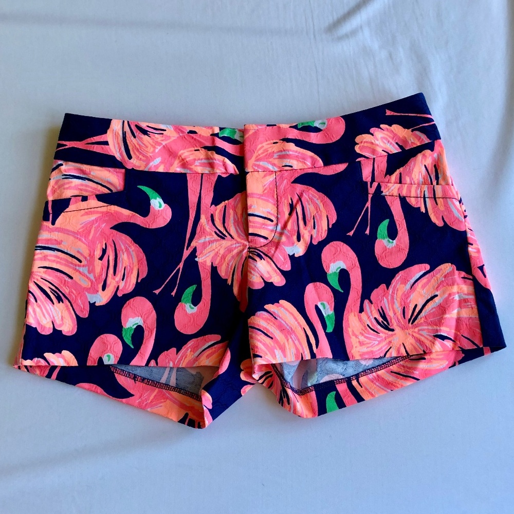 Lilly Pulitzer Ellie Shorts Resort Navy Flamingo
